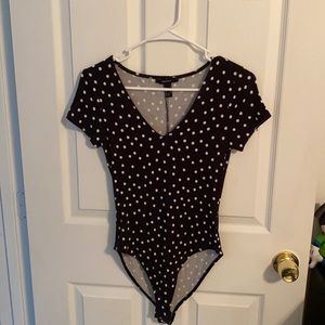Black and white polka dot bodysuit